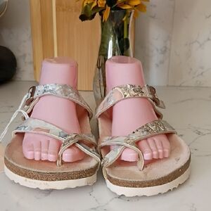 Papillio Marble Pattern Sandals with Rose Gold Buckle